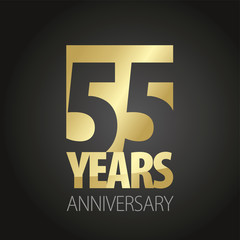 55 Years Anniversary gold black logo icon banner