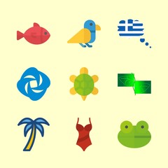 9 tropical icons set