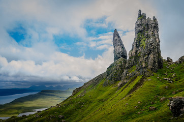 Fototapeta na wymiar View on the rock pinnacles of Old Man of Stoer - Isle of Skye, Scotland