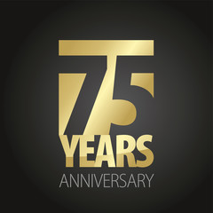 75 Years Anniversary gold black logo icon banner