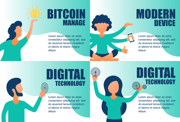 Concept landing page online digital technology web banner background