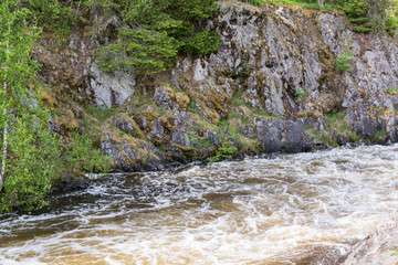 Stormy waterfall in a dense forest