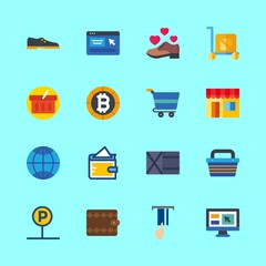 shopping icons set. cashier, empty, international and light graphic works