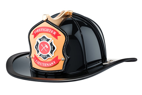 Black Firefighter Helmet, 3D rendering
