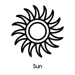 Sun icon vector isolated on white background, Sun sign , line or linear design elements in outline style