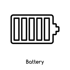 Battery icon vector isolated on white background, Battery sign , line or linear design elements in outline style