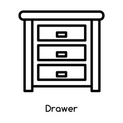 Drawer icon vector isolated on white background, Drawer sign , line or linear design elements in outline style