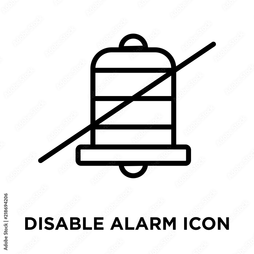 Poster disable alarm icons isolated on white background. modern and editable disable alarm icon. simple ico
