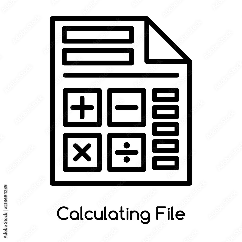 Poster calculating file icon vector isolated on white background, calculating file sign , line or linear de