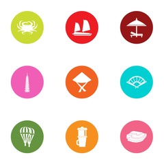 Relocate icons set. Flat set of 9 relocate vector icons for web isolated on white background