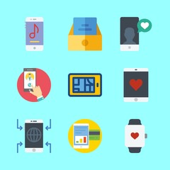 telephone icons set. device, view, design and technology graphic works