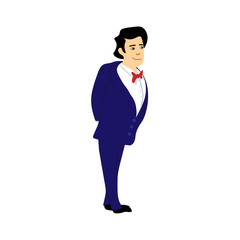 Man in business suit with vest. Elegant businessman in costume vector illustration