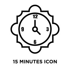 15 minutes icons isolated on white background. Modern and editable 15 minutes icon. Simple icon vector illustration.