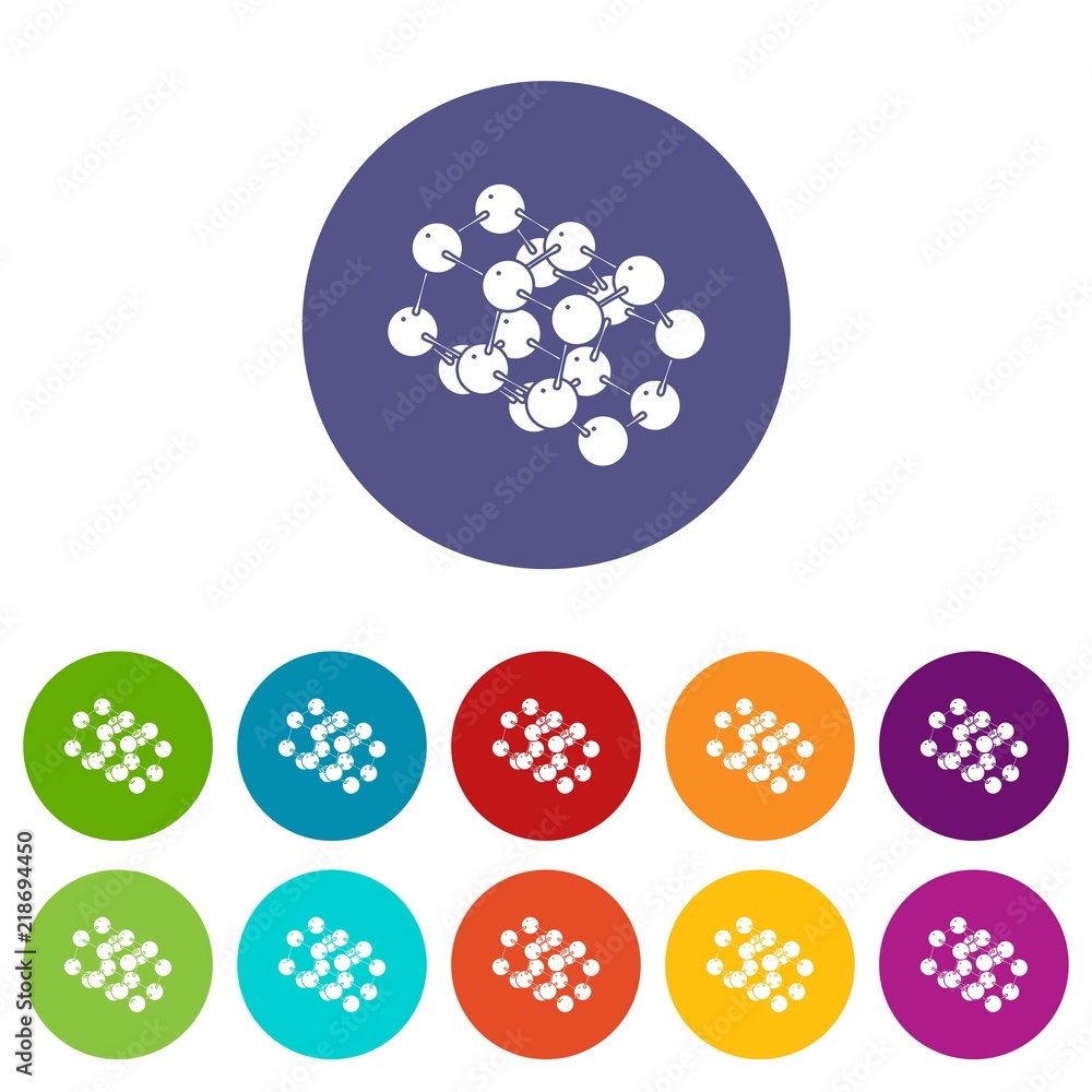 Poster triple molecule icons color set vector for any web design on white background