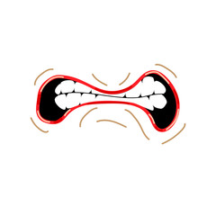 Mouth expressions vector, cute cartoon facial gestures with pouting lips smiling sticking out tongue illustration