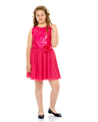 Elegant girl in a dress.