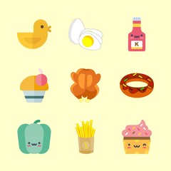 9 eat icons set