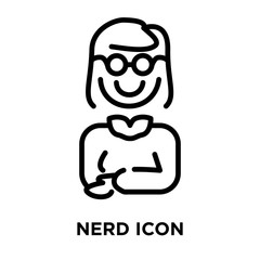 Obraz premium Nerd icon vector isolated on white background, Nerd sign , linear and stroke elements in outline style