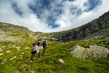 Young couple of hikers