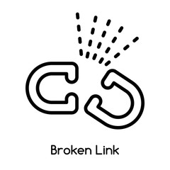 Broken Link icon vector isolated on white background, Broken Link sign , line or linear design elements in outline style