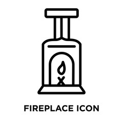 Fireplace icon vector isolated on white background, Fireplace sign , linear and stroke elements in outline style