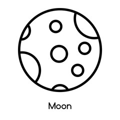 Obraz premium Moon icon vector isolated on white background, Moon sign , line or linear design elements in outline style