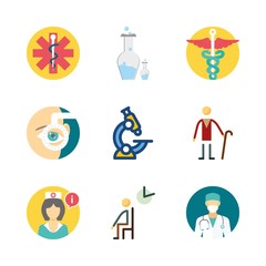 hospital icons set. study, care, people and biotechnology graphic works