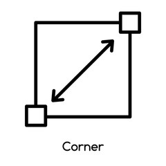 Corner icon vector isolated on white background, Corner sign , line or linear design elements in outline style