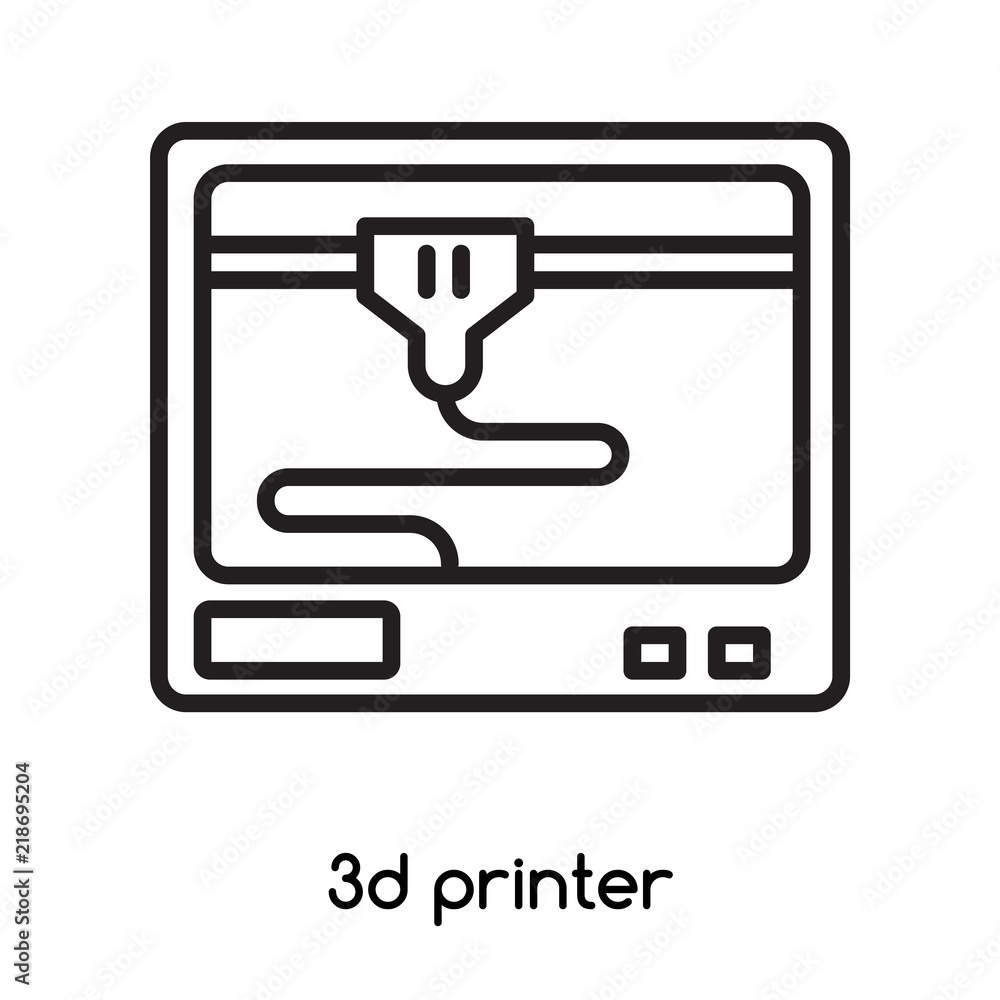 Poster 3d printer icon vector isolated on white background, 3d printer sign , line or linear design element