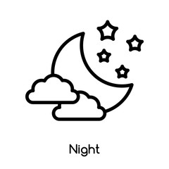 Night icon vector isolated on white background, Night sign , line or linear design elements in outline style