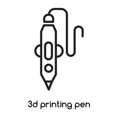 3d printing pen icon vector isolated on white background, 3d printing pen sign , line or linear design elements in outline style