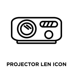 Projector Len icon vector isolated on white background, Projector Len sign , linear and stroke elements in outline style