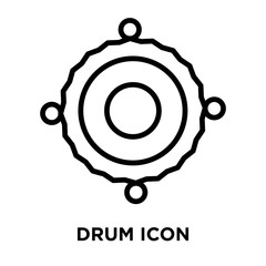 Fototapeta premium Drum icon vector isolated on white background, Drum sign , linear and stroke elements in outline style