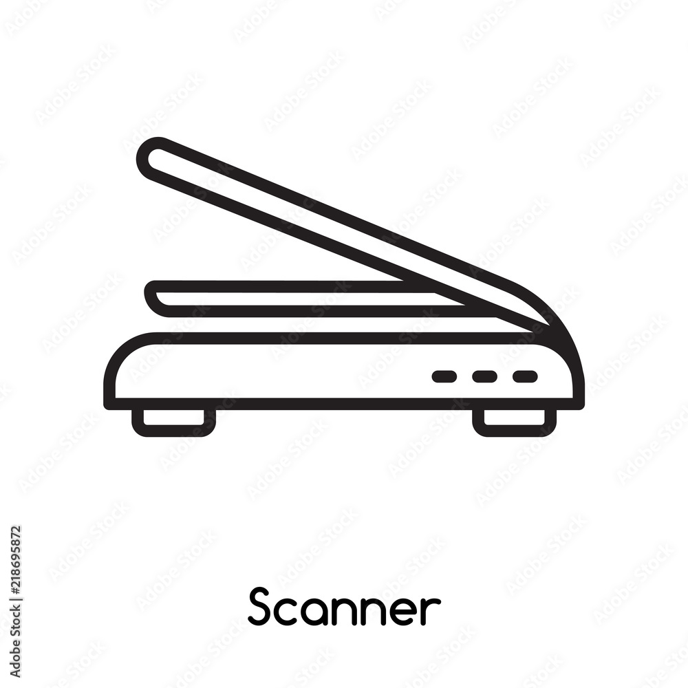 Poster scanner icon vector isolated on white background, scanner sign , line or linear design elements in o
