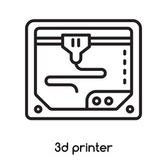 3d printer icon vector isolated on white background, 3d printer sign , line or linear design elements in outline style