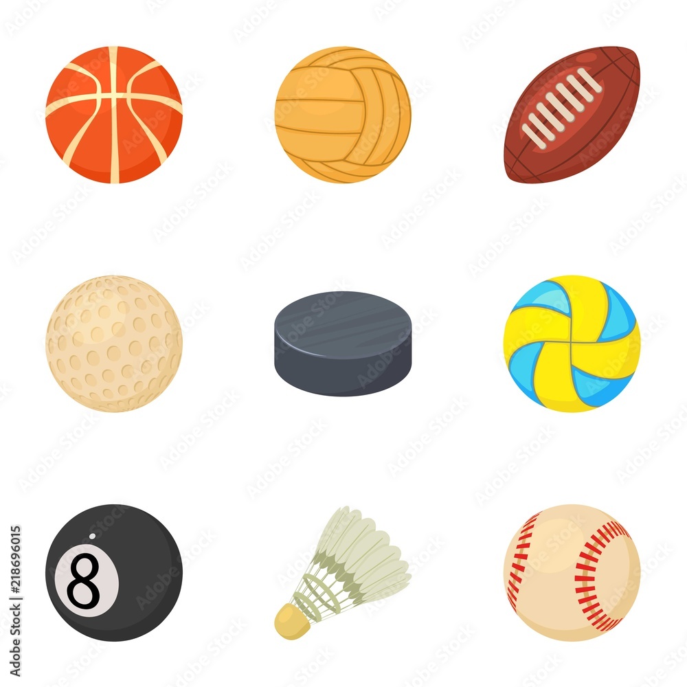 Poster game thing icons set. cartoon set of 9 game thing vector icons for web isolated on white background