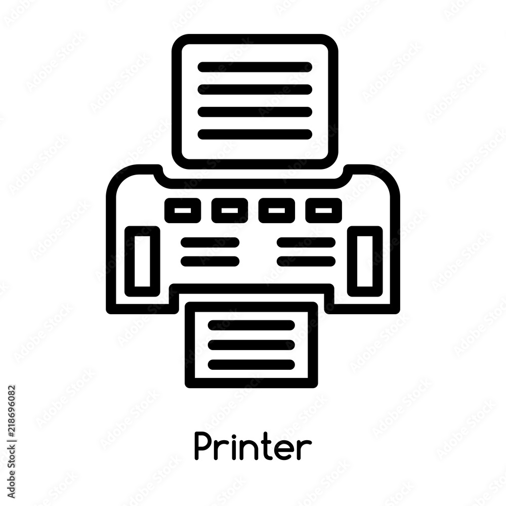 Poster printer icon vector isolated on white background, printer sign , line or linear design elements in o