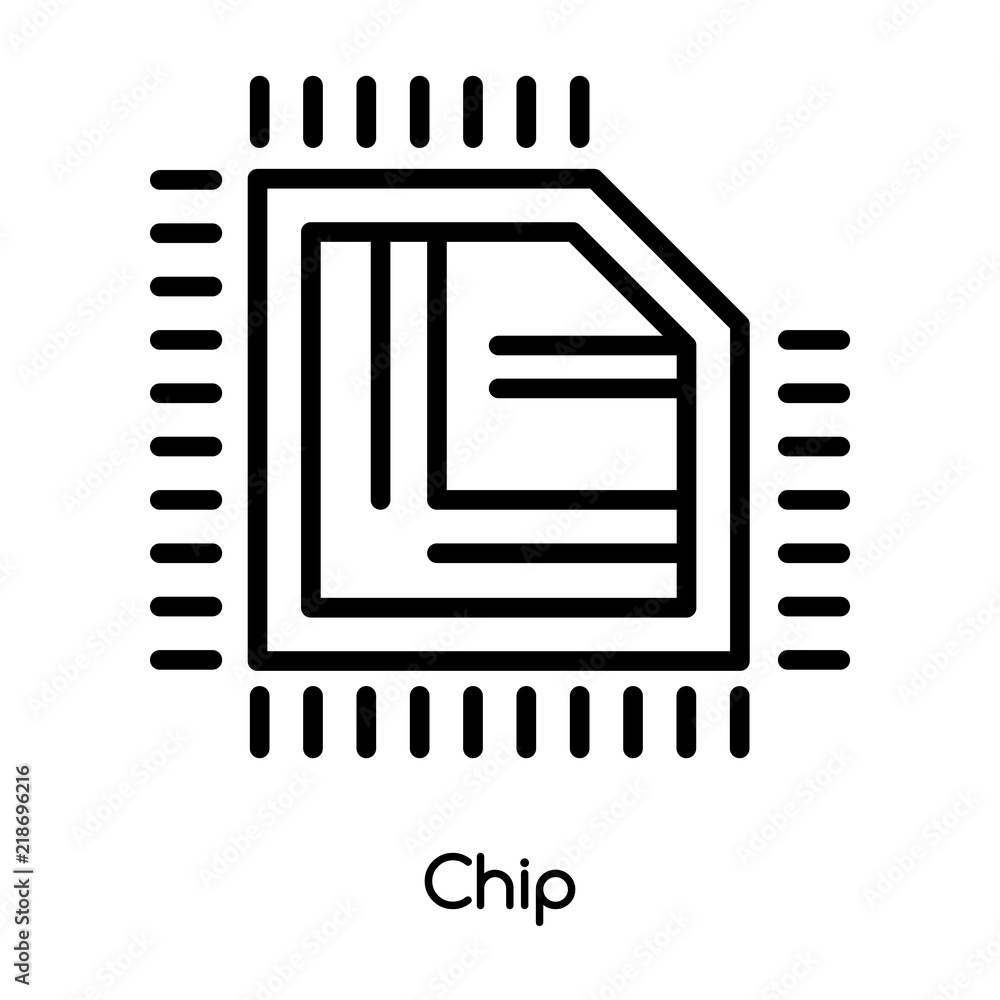 Poster chip icon vector isolated on white background, chip sign , line or linear design elements in outline