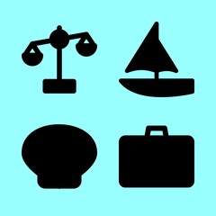 4 beach icons set