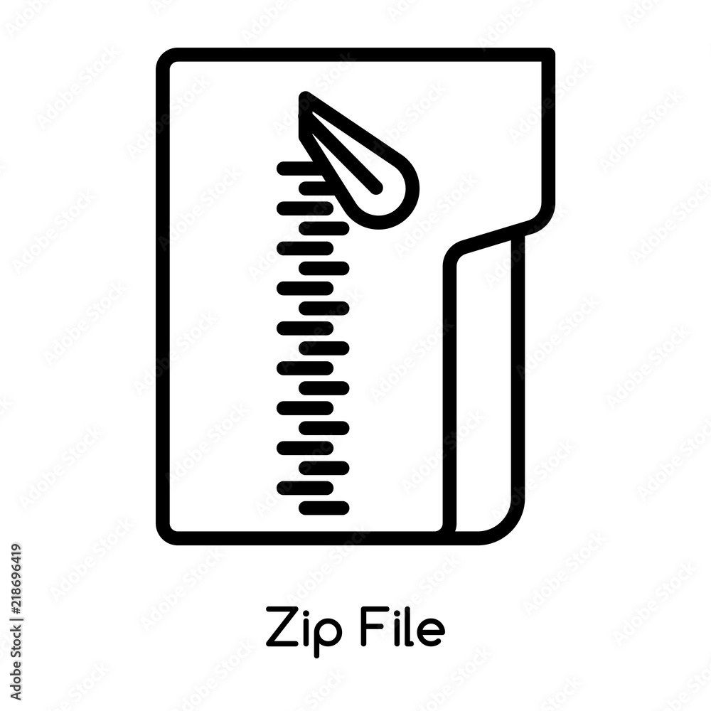 Poster zip file icon vector isolated on white background, zip file sign , line or linear design elements in