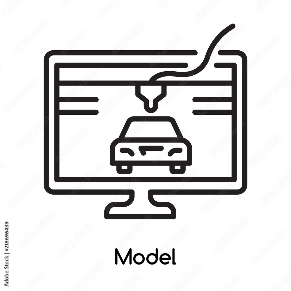 Poster model icon vector isolated on white background, model sign , line or linear design elements in outli