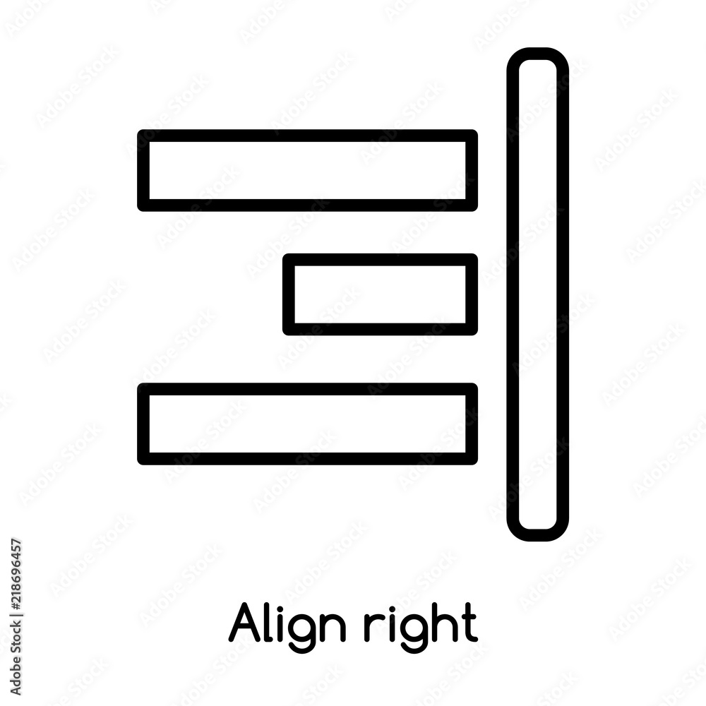 Poster align right icon vector isolated on white background, align right sign , line or linear design eleme
