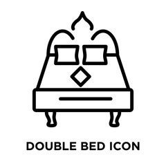 Double bed icon vector isolated on white background, Double bed sign , linear and stroke elements in outline style