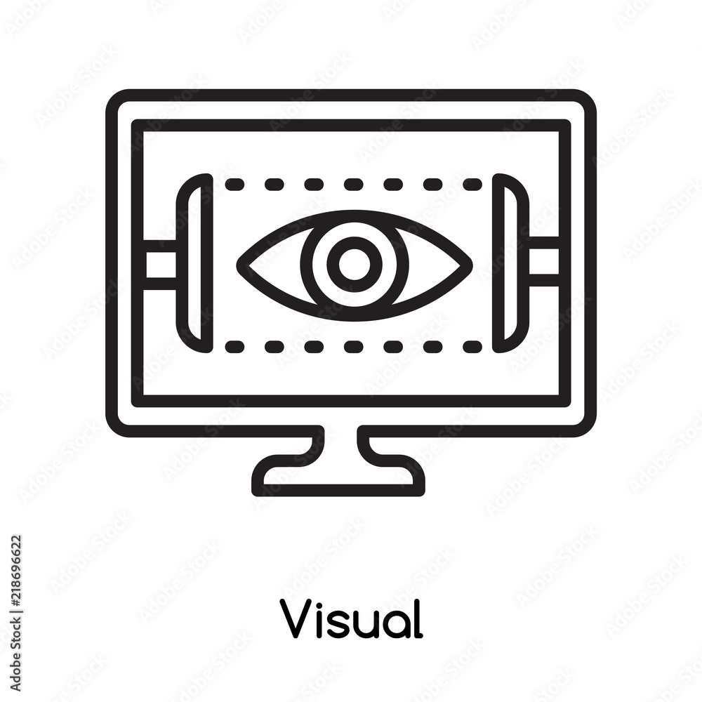 Poster visual icon vector isolated on white background, visual sign , line or linear design elements in out