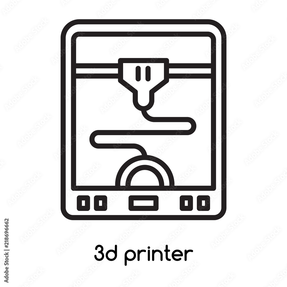 Poster 3d printer icon vector isolated on white background, 3d printer sign , line or linear design element