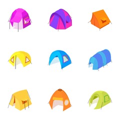 Pergola icons set. Isometric set of 9 pergola vector icons for web isolated on white background