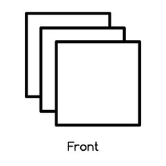 Front icon vector isolated on white background, Front sign , line or linear design elements in outline style