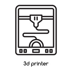 3d printer icon vector isolated on white background, 3d printer sign , line or linear design elements in outline style