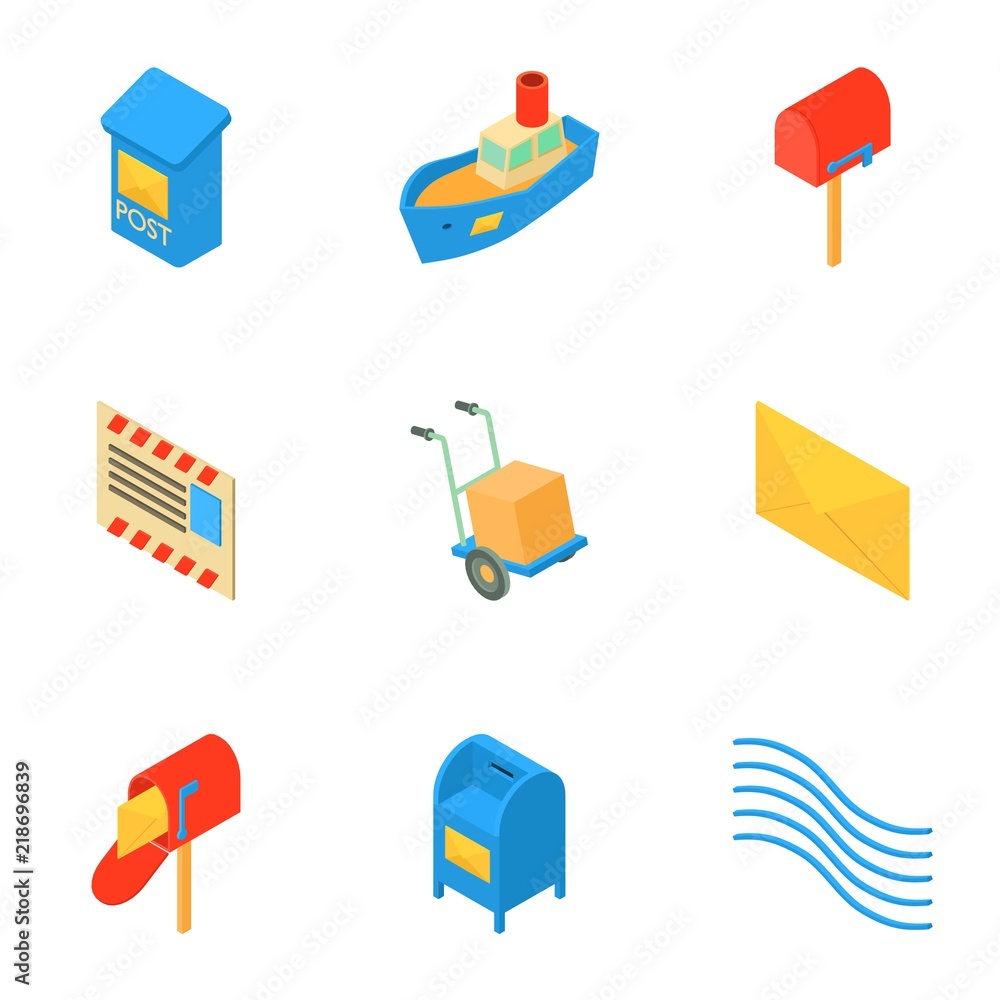 Poster port safety icons set. isometric set of 9 port safety vector icons for web isolated on white backgro