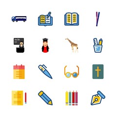 16 school icons set